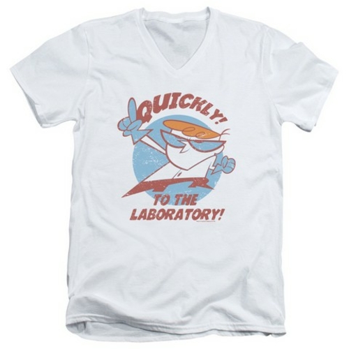 Trevco Dexters Laboratory-Quickly - Short Sleeve Adult 30-1 V-Neck Tee