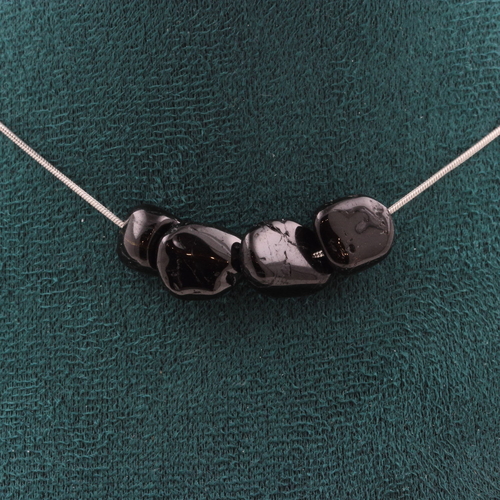 Schorl Tourmaline from Brazil 4 beads necklace.