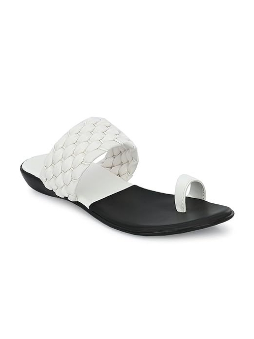 Women's Slipon Back Open Ring Toe Upper Piped Braided Design Round Toe