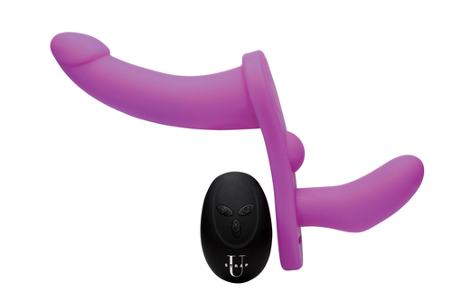 Double Take 10x Vibrating Double Penetration Adjustable Strap-on