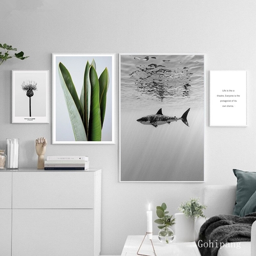 Green Leaf Flower Canvas Art Poster and Print