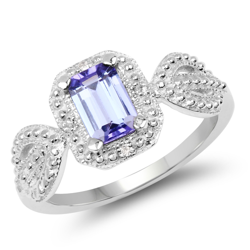 1.12 Carat Genuine Tanzanite and Sapphire White .925 Sterling Silver