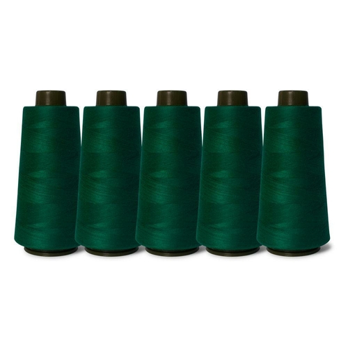 5x Bottle Green Sewing Overlocker Thread - 2000m Hemline Polyester