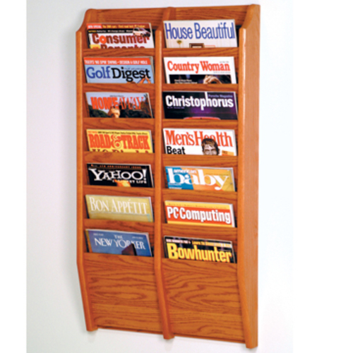 Wooden Mallet MR36-14MO Cascade 14 Pocket Magazine Rack in Medium Oak
