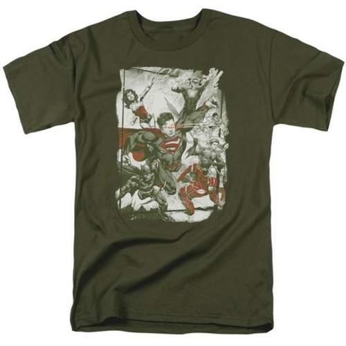 Jla-Green And Red Short Sleeve Adult 18-1 Tee, Military Green - 2X