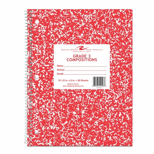 Roaring Spring 10103 10.5 x 8 in. Grade Three Notebook, Red Cover 