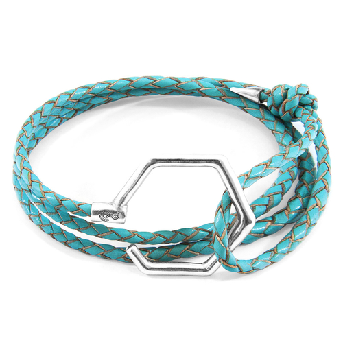 Turquoise Blue Storey Silver & Leather Bracelet