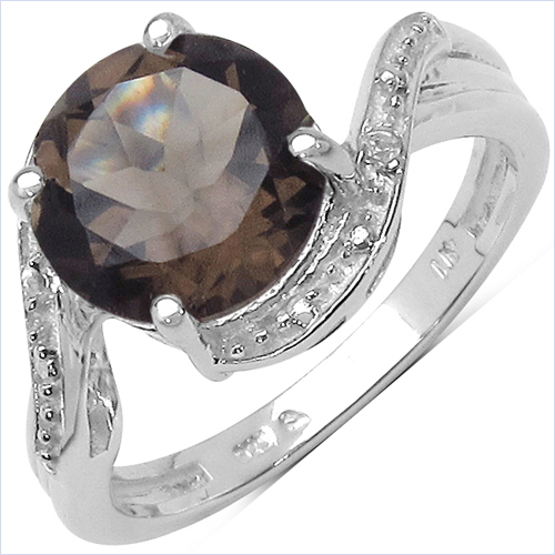 2.44 Carat Genuine Smoky Quartz & White Topaz .925 Sterling Silver