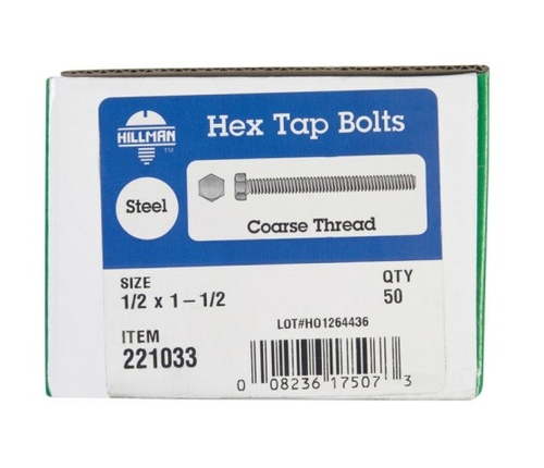 Hillman 221033 0.5 x 1.5 in. Hex Tap Bolt  Box of 50