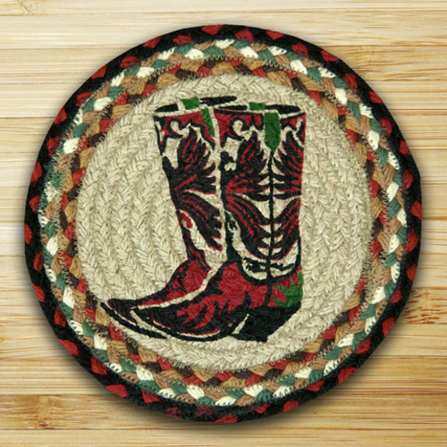 Earth Rugs 80-019B Round Miniature Swatch- Boots- printed
