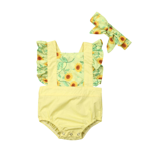 Newborn Baby Girls Floral Romper Bodysuit Jumpsuit