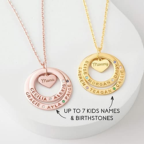 Grandma Necklace Birthstone, Grandkids Names Necklace, Nana Jewelry