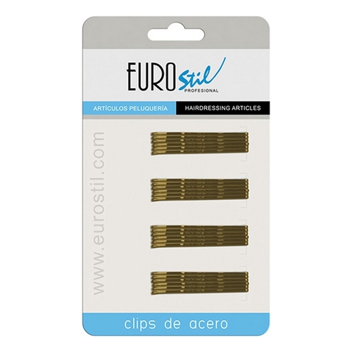 Hair Clips Eurostil 8391 50 mm Bronze Undulator (24 pcs)