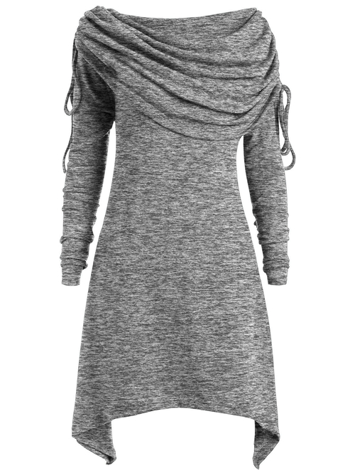  Red Blouse Shirts Long Foldover Collar Plus