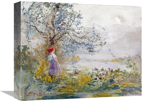 Global Gallery GCS-268286-16-142 16 in. A Peasant Girl & Ducks Art Pri