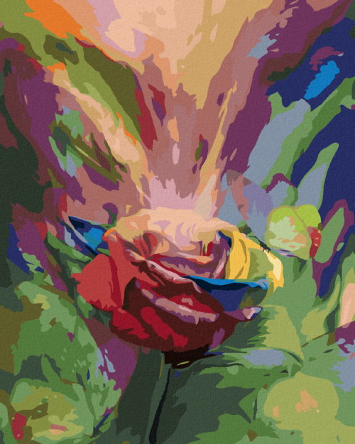 Zuty - Paint by Numbers - RAINBOW ROSE AND A BUTTERFLY (CAROL