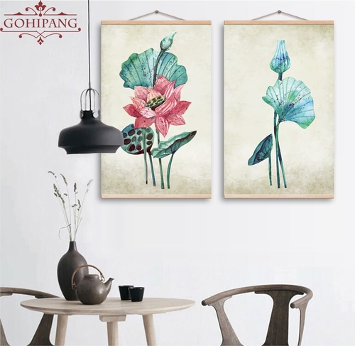 Modern Lotus Flowers Lotus Leaf Canvas
