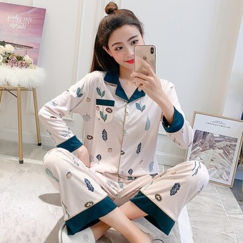 2019 New Long Sleeve Night Wear Sweet Print