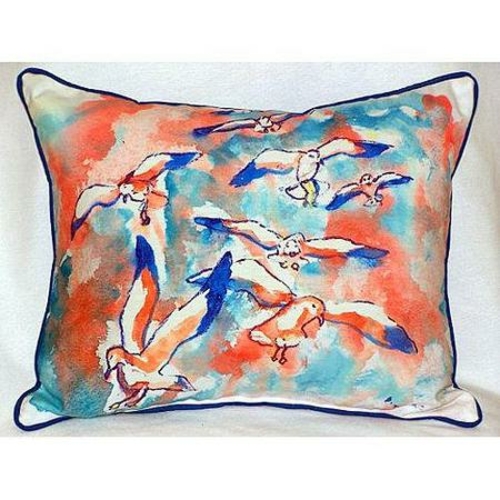 Betsy Drake ZP153 Gulls Flocking Indoor & Outdoor Throw Pillow- 20 x 2