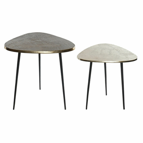 Side table DKD Home Decor Black Aluminium Golden Light Copper (2 pcs)
