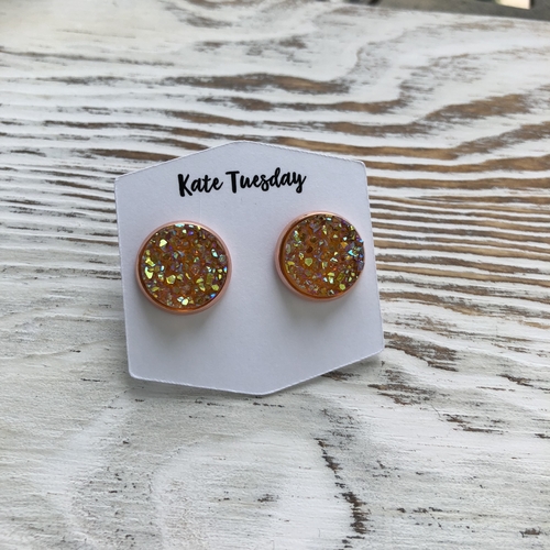 Orange Sparkle Druzy Earrings