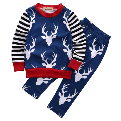 2 PCS Babies Deer Xmas Clothing Set Baby Kids