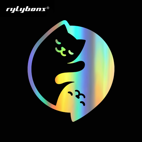 Car Styling 11.7x13.7cm Yin Yang Cats Car