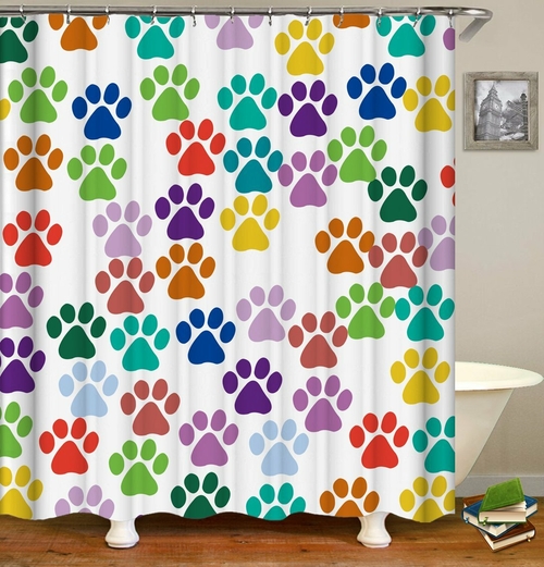 Colorful Dog Paws Shower Curtain