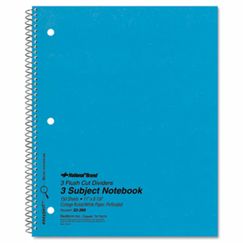 National Brand 33386 3-Subject Wirebound Notebook- College Rule- Lette