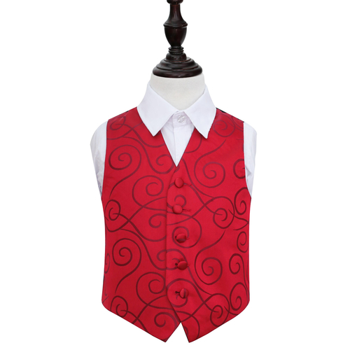 Scroll Waistcoat - Boys - Burgundy, 32'