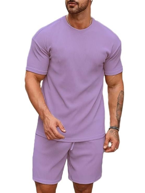 Solid Co-ord Set for Men's (Round Neck Tshirt with Matching shorts) 