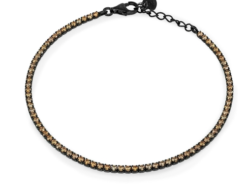 Fronay 1B2121C 6.5 in. Sterling Silver Mini Champagne CZ Tennis Bracel