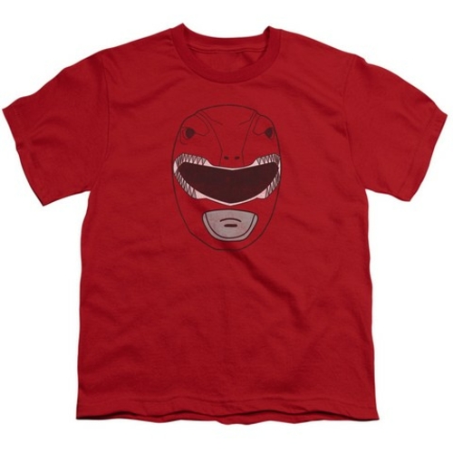 Trevco Power Rangers-Red Ranger Mask Short Sleeve Youth 18-1 Tee- Red 