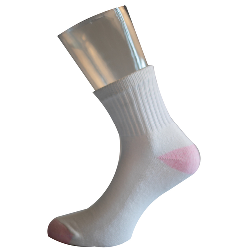 White/Pink Ankle Socks - Size 9-11