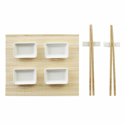 Sushi Set DKD Home Decor Metal Bamboo White Natural Oriental 30 x 40