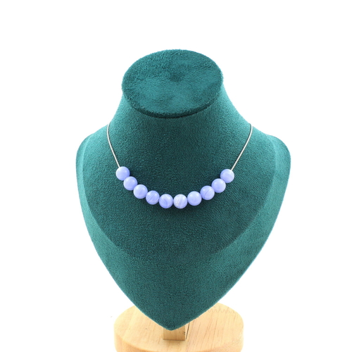 Blue Agate crazy lace 10 bead necklace 8 mm