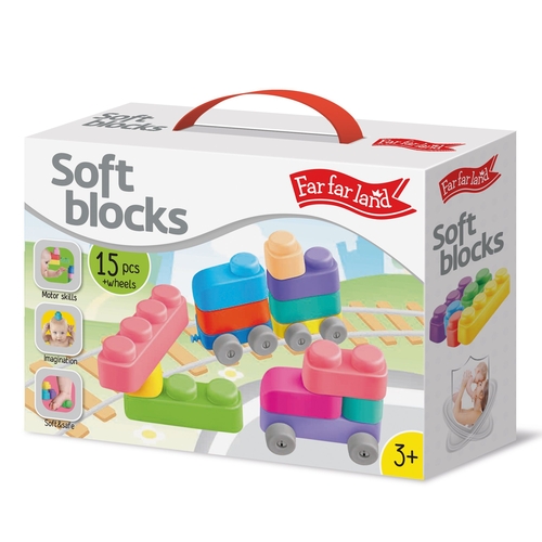 Silicone soft block set (15 elements + 12 wheels)
