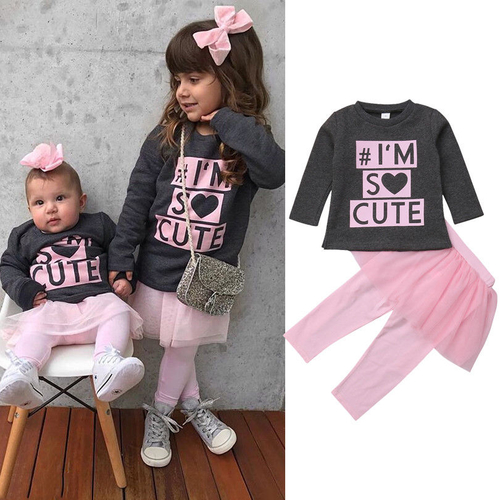 2018 New Autumn Winter Kids Baby Girls Sets Letter