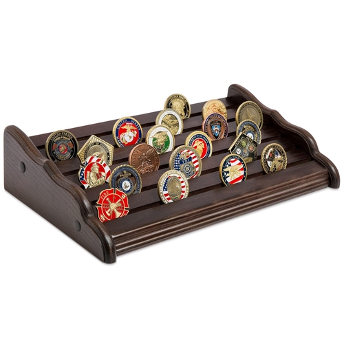 Military Challenge Coins Stand Holder Display Rack Wooden Army