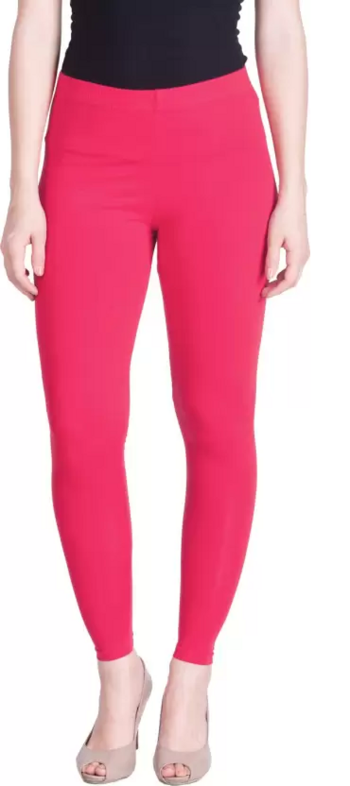 Women's  Ankle Length Ethnic Wear Legging  (Pink, Solid) Size L