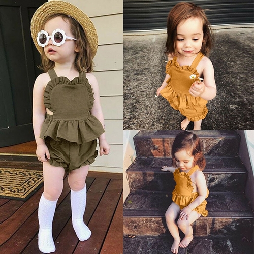 Summer Boho Baby Girls Sleeveless Ruffles