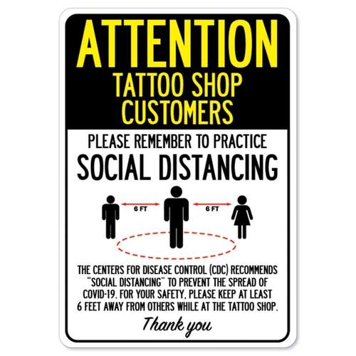 SignMission OS-NS-D-1014-25368 Covid-19 Notice Sign - Attention Tattoo