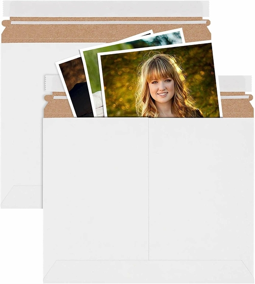 Pack of 200 White Rigid Mailers 13 1/2 x 11. Side-Loading Paperboard