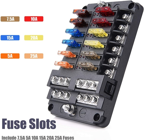 12 Compartment Fuse Block Holder Screw Nut Terminal Fuse Box