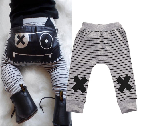 Baby Boys Girls Harem Pants Striped Elastic