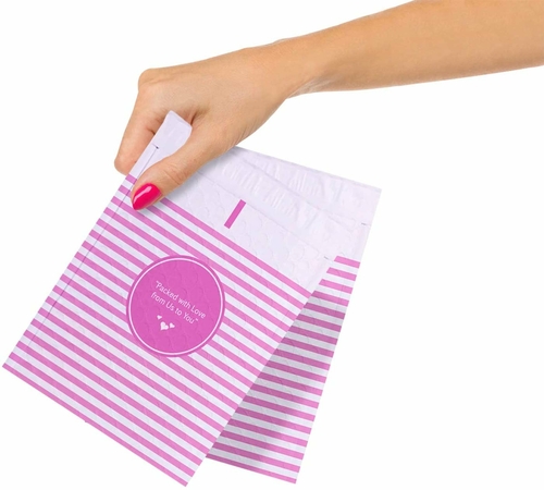 Poly Bubble Mailers 4" x 7", Pack of 25 Pink Padded Shipping Envelopes