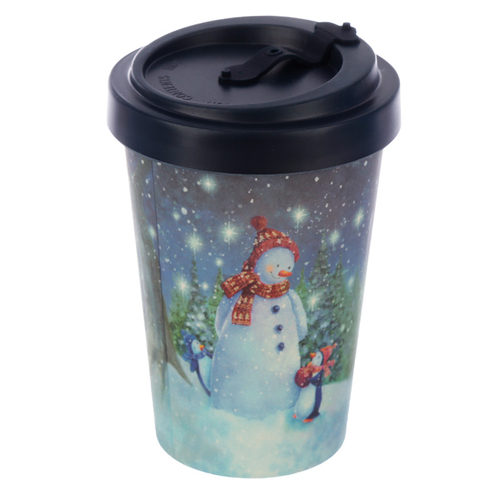 Bamboo Composite Jan Pashley Christmas Snowman Screw Top Travel Mug