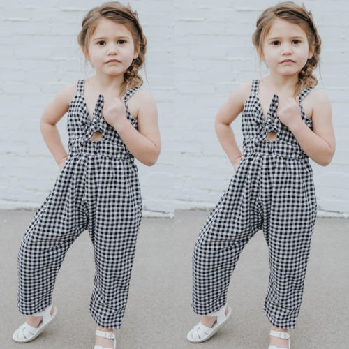 Newborn Baby Girl Plaids Sleeveless Romper