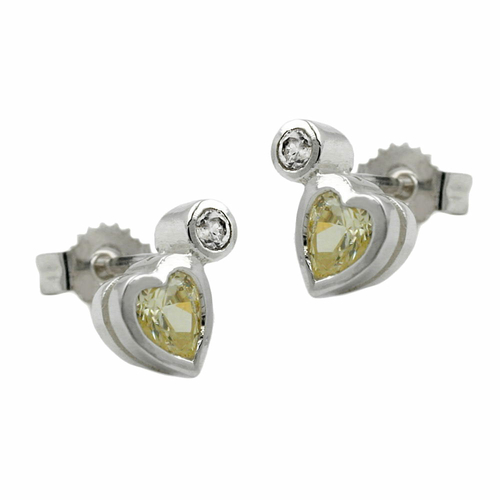 stud earrings cz peridot/ light green silver 925