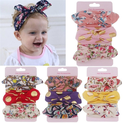 3Pcs Kids Floral Baby Headband Bowknot baby